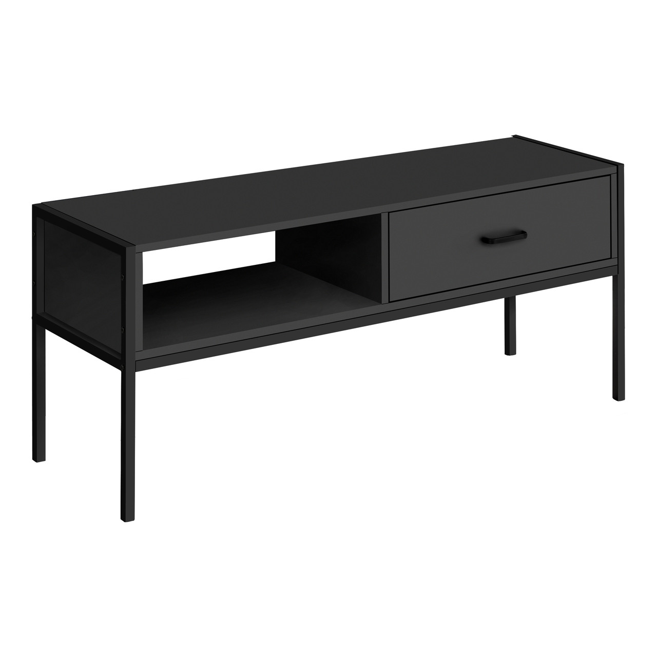 47.25" Onyx Black Modern Style Metal TV Stand Christmas Central